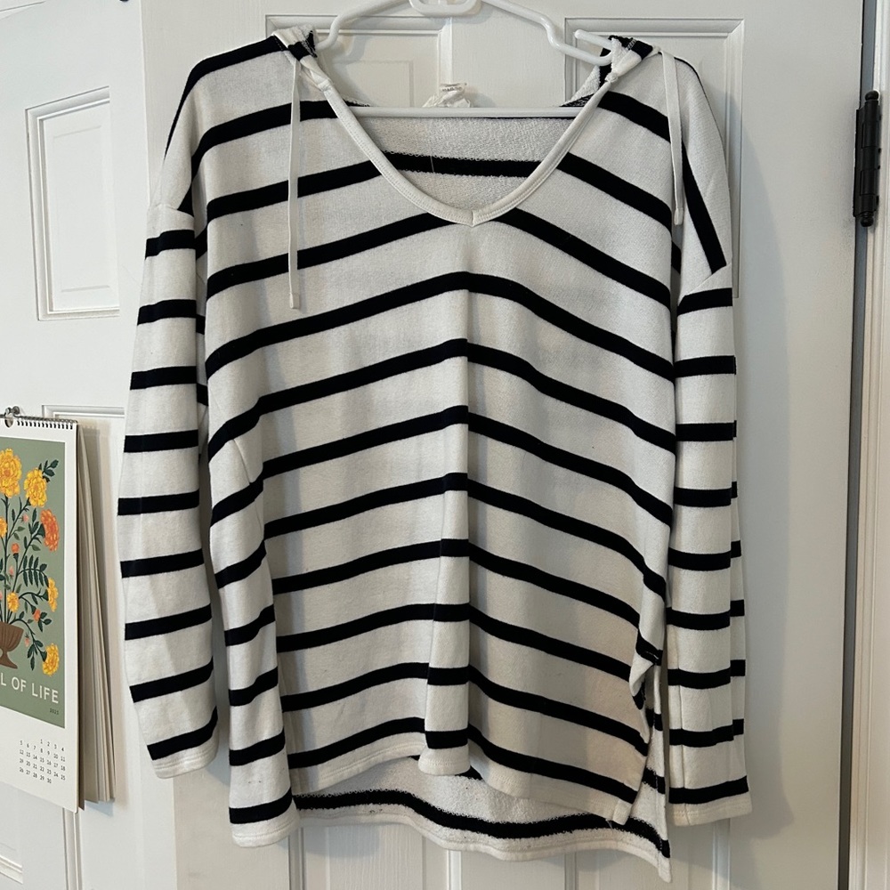 Loft navy and white stripe lounge hoodie